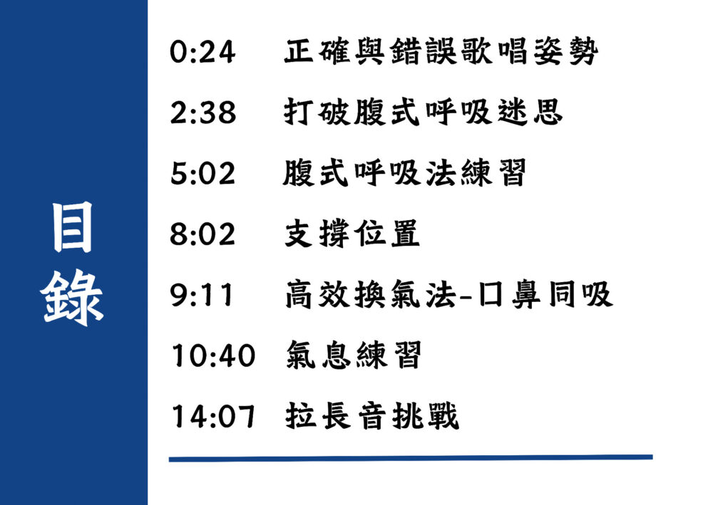 歌唱姿勢與氣息控制-胸腹式呼吸（單買單元）